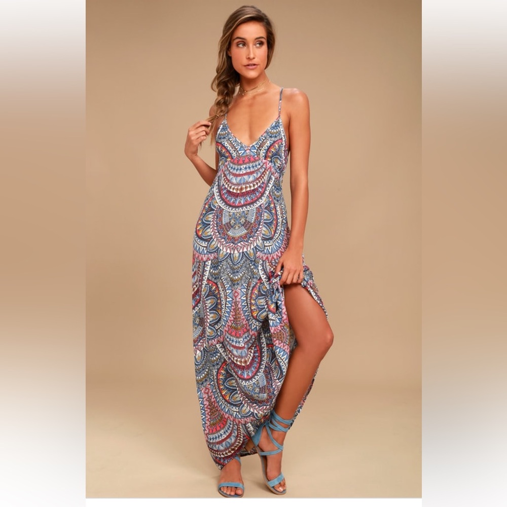 Places to Be Blue Print Maxi Dress